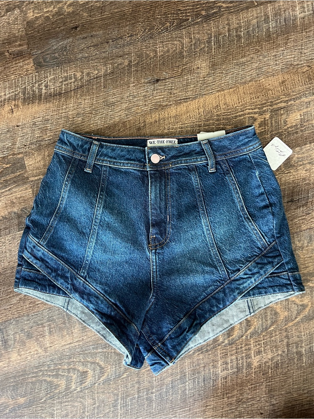 Free People Mona CRVY high rise Dark Wash Denim Jean Shorts- size 27